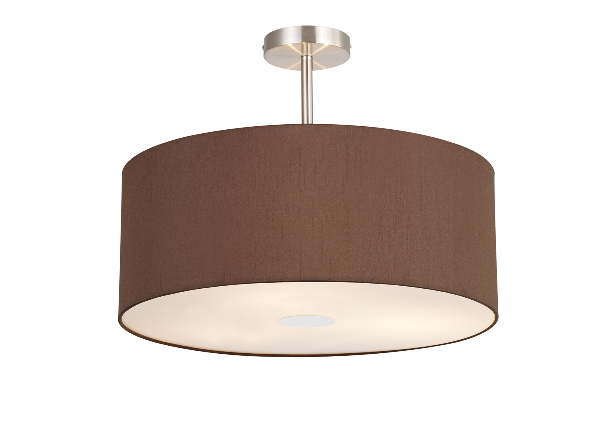 DK0428  Baymont 50cm Semi Flush 3 Light Satin Nickel, Raw Cocoa/Grecian Bronze, Frosted Diffuser